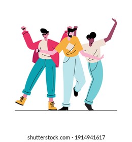 happy young three boys avatars characters vector illustration design