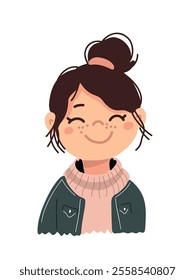 happy young woman with a bright smile on a minimalist background