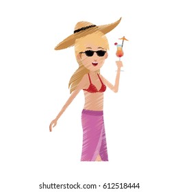 happy young woman cartoon icon image 
