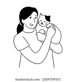 Happy young woman with cat