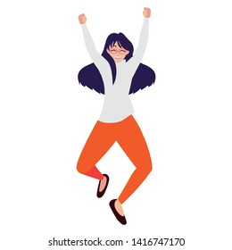 happy young woman celebrating vector ilustration