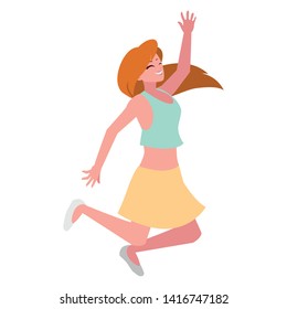 happy young woman celebrating vector ilustration