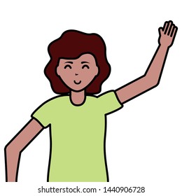 happy young woman character on white background vector illustration