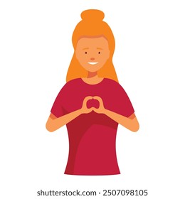 Happy young woman is gesturing a heart shape with her hands