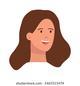happy young woman head character
