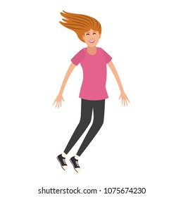 Happy young woman jumping