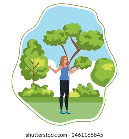 happy young woman in the landscape