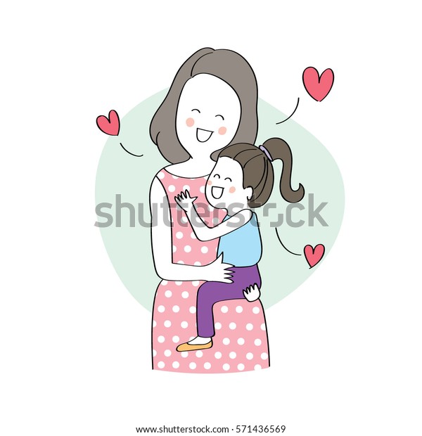 Download Happy Young Woman Mother Hugging Her Stock Vector (Royalty ...