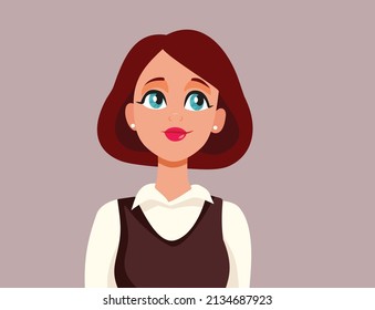 
Happy Young Woman Smiling Vector Portrait. Avatar drawing of a young lady feeling positive and optimistic

