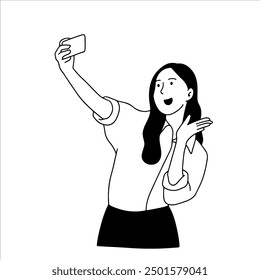 Happy young woman take a selfie