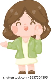happy young woman teacher teaching at school. employee presenting project. Online tutor character illustration. professor at university.