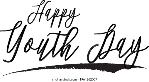 Happy Youth Day  Beautiful Hand Written Cursive Vector Typography Text