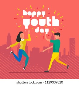 Happy Youth Day Celebration with young Boy and Girl