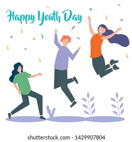 Happy Youth Day Celebration with young Boy and Girl, illustration of International youth day background