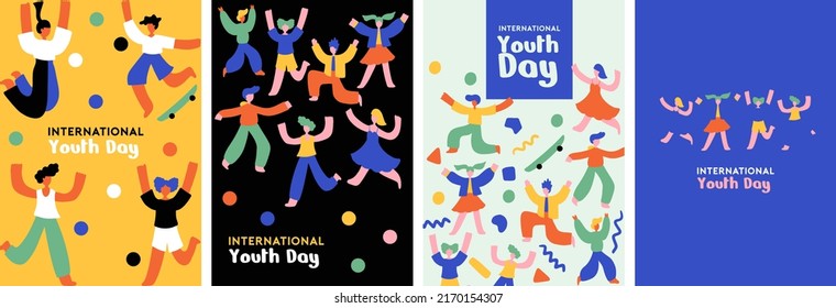 Happy youth day collection set. Book cover, background vector illustration.