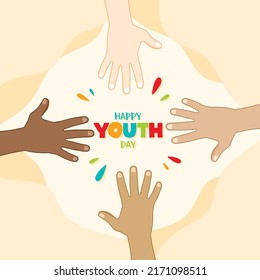 Happy Youth Day Illustration with 4 hands