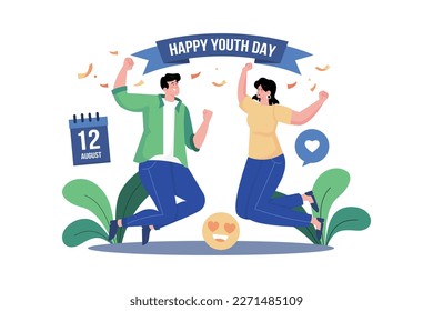 Happy Youth Day Illustration concept on white background