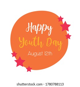 happy youth day lettering in circular frame flat style vector illustration design