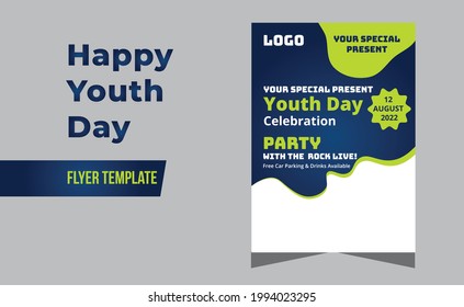 Happy Youth Day Modern Party Flyer, Brochure, Greeting Card Illustration. International Youth Day Horizontal Banner Template Teens And Young Celebration, International Youth Day.