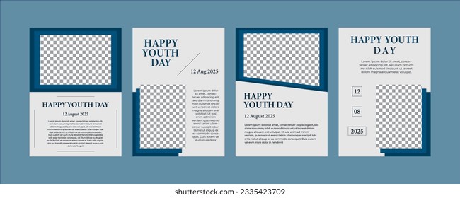 happy youth day social media banner set template