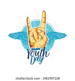 
Happy youth day, Social young people together taking salfi