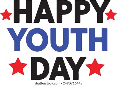 Happy youth day, typographic T shirt design vector illustration