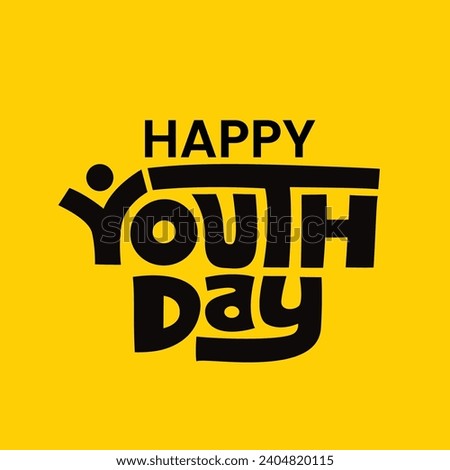 Happy youth day vector typography illustration. 12 August Youth day celebration template, banner, poster, greeting card.