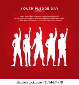 Happy Youth Pledge Day Design with youth silhouette