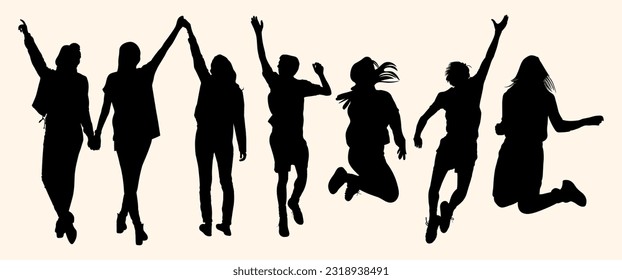 Happy Youth Silhouette Vector Illustration