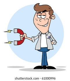 Happy Youth Using A Magnet