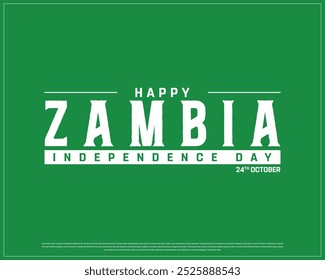 Feliz Día de la Independencia de Zambia Diseño sobre un fondo verde, Día de la Independencia de Zambia con bandera, Ilustración vectorial del Día de la Independencia de Zambia, Diseño de Vector editable