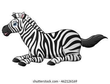 Happy zebra cartoon lay down