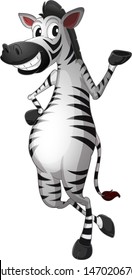 Happy zebra on white background illustration