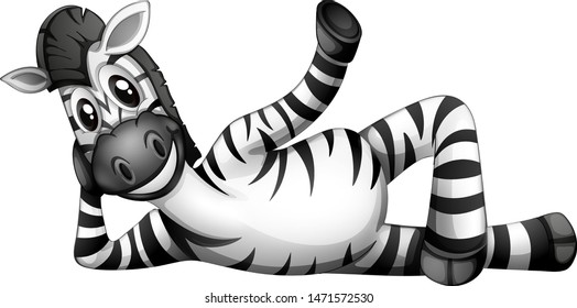 Happy zebra on white background illustration
