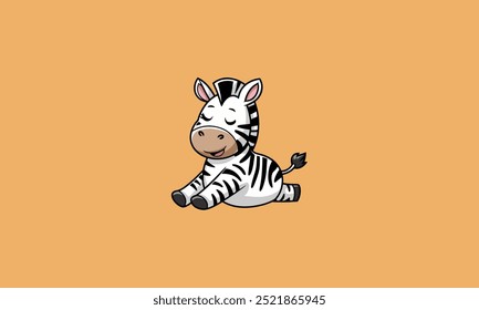 Happy zebra sitting peacefully with a joyful expression.