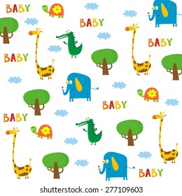 happy zoo animals vector
