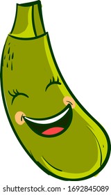 Happy zucchini, illustration, vector on white background