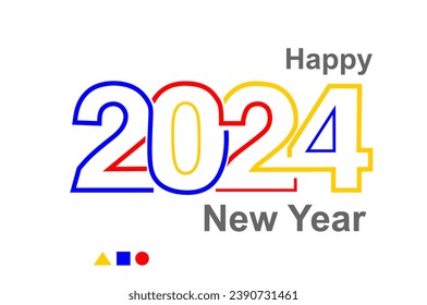 happy2024 happy new year 2024 color vetor mondrian style