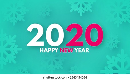 HappyNew 2020 Year! Trendy color background with snowflakes.