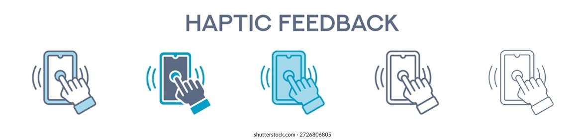Elemento De Feedback Háptico Para Gráfico De Design - Vários Estilos. Ilustração Vetorial De Duas Cores E Preto. Vários Designs De Ícones Podem Ser Usados Para Celular, Interface Do Usuário, Web