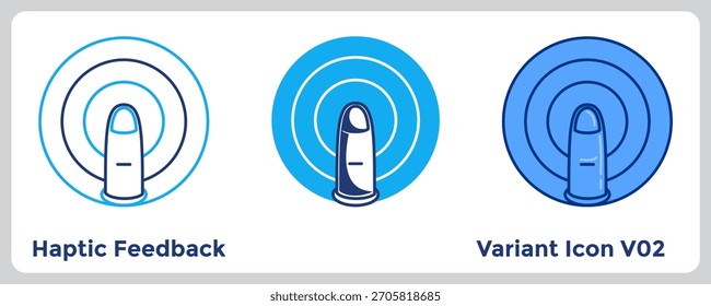 El Comentarios háptico proporciona un sentido realista del tacto para una experiencia digital más inmersiva. Azul, azul plano, estilo Dualtone.