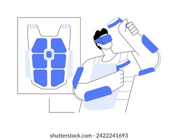 Haptic suit isolated cartoon vector illustrations. Young man wearing tactile suit, virtual and augmented reality, VR entertainment time, modern IT technology, haptic device vector cartoon.