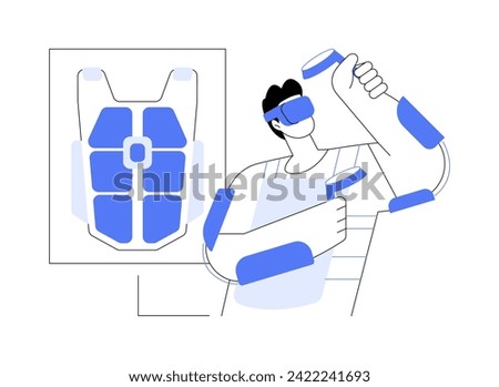 Haptic suit isolated cartoon vector illustrations. Young man wearing tactile suit, virtual and augmented reality, VR entertainment time, modern IT technology, haptic device vector cartoon.
