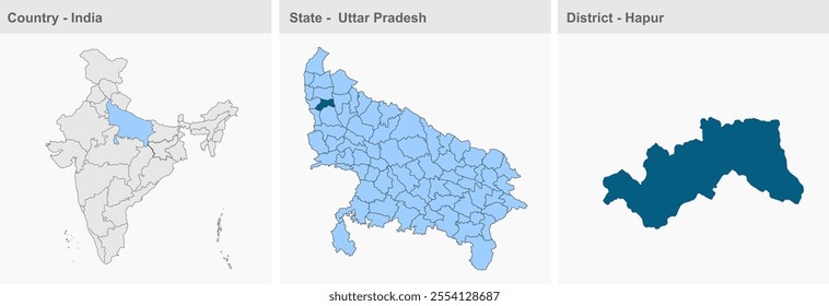 Hapur District map, Hapur District,  Uttar Pradesh State, Republic of India, Government of  Uttar Pradesh , Indian territory, Eastern India, politics, village, tourism