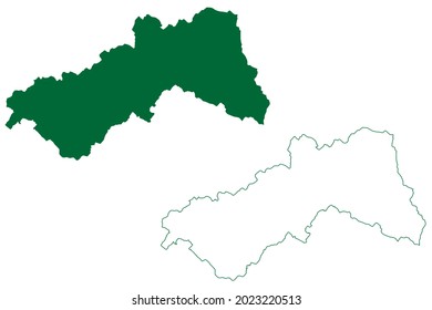 Distrito de Hapur (estado de Uttar Pradesh, República de la India) mapa ilustrativo vectorial, dibujo garabato Mapa de Hapur