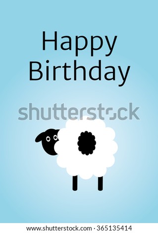 Hapy Birthday card - Vector cute sheep 