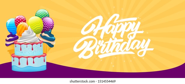 Hapy birthday greeting card. Vector birthday background 3d colorful element birthday