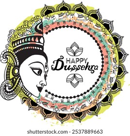 Hapy Dussehra Durga Puja Illustration