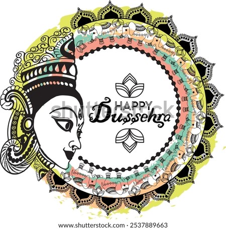 Hapy Dussehra Durga Puja Illustration