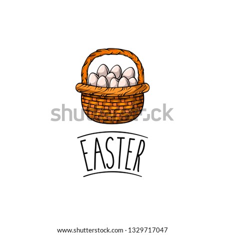 Hapy easter label. Egg hunting. Vector illustration